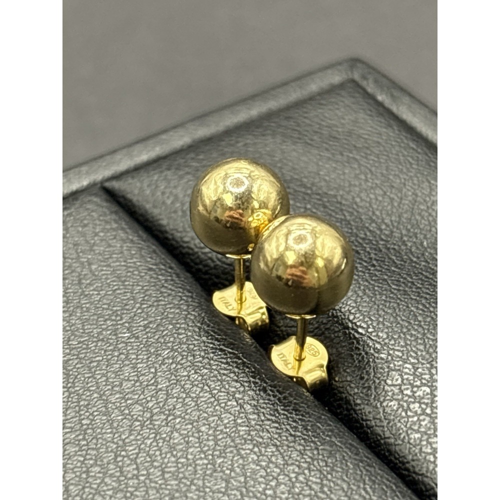New Condition Gold Sterling Silver 8MM Ball Stud Earrings H21